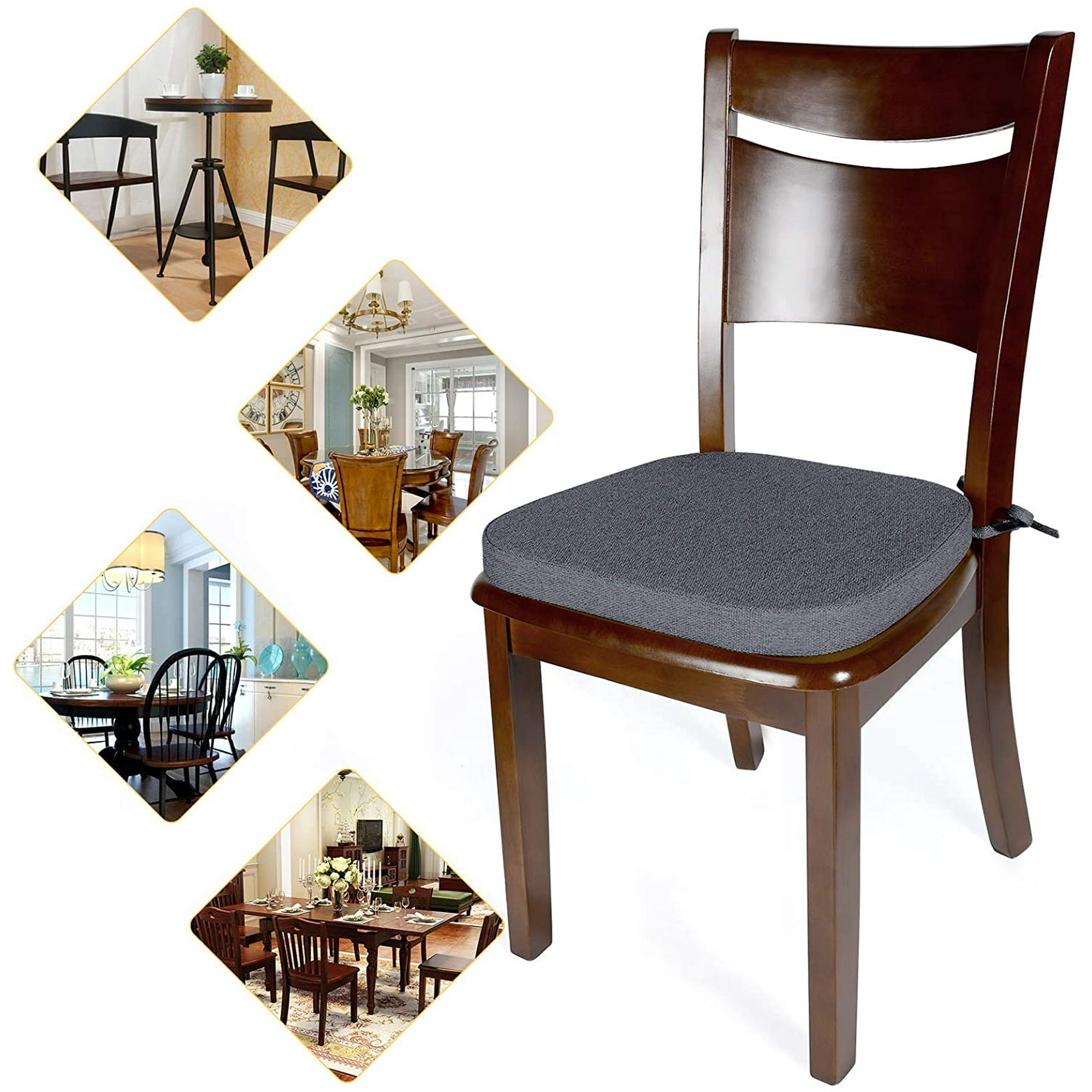 Seat Cushions for Kitchen Chairs with Ties Indoor Dining Room Non Slip Metal Wooden Chair Cushion Pads 14.5 x 15.5 inches Dark Gray Walmart
