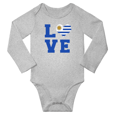 

Love Uruguay Heart Flag Baby Long Slevve Rompers Bodysuit (Gray 3-6 Months)