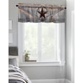 thumbnail image 5 of Rod Pocket Window Valances Western Stars Farm Texas Barn Short Curtain Valance Kitchen Printed Drapes for Bedroom Bathroom Living Room Windows Decor Retro Wooden Door, 5 of 6