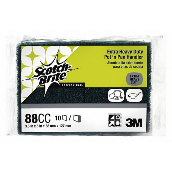 Scotch-Brite Scouring Pad,5" L x 3-1/2" W,Blue,PK10  88CC