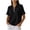 *Black, variant on VBVC Women's Half Zip Waffle Collared Top , V Neck Short Sleeve Blouse For Women , Ladies' Loose Fit Breathable Summer Shirt, Black , S-3XL