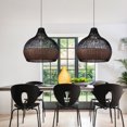 thumbnail image 3 of Arturesthome Handwoven Kitchen Island Black Brown Rattan Pendant Light, 3 of 12