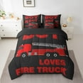 thumbnail image 2 of Erosebridal Fire Truck Bed in a Bag Twin Size , Firefighter Car Bed Set, Black Red, Reversible 7 Pieces, 2 of 5
