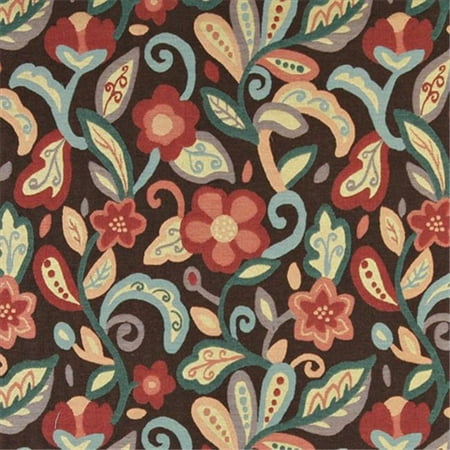 Contemporary Floral Fabric - Designer Fabrics K0023B 54 in. Wide Teal, Blue, Orange, Red And Brown, Floral Contemporary Upholstery Fabric