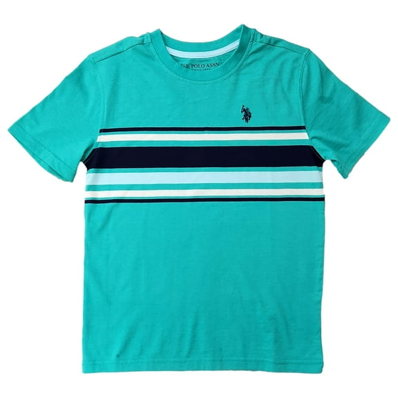 U.S. Polo Assn. Boys Green, Navy & White Stripe Short Sleeve Tee T-Shirt XXL
