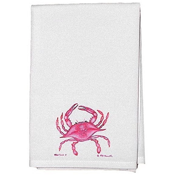 Betsy Drake Pink Crab Guest Towel Set of 2