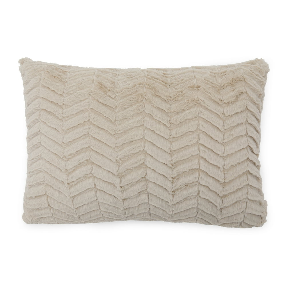 MoDRN Neo Luxury Chevron Faux Fur Decorative Throw Pillow, 14x20