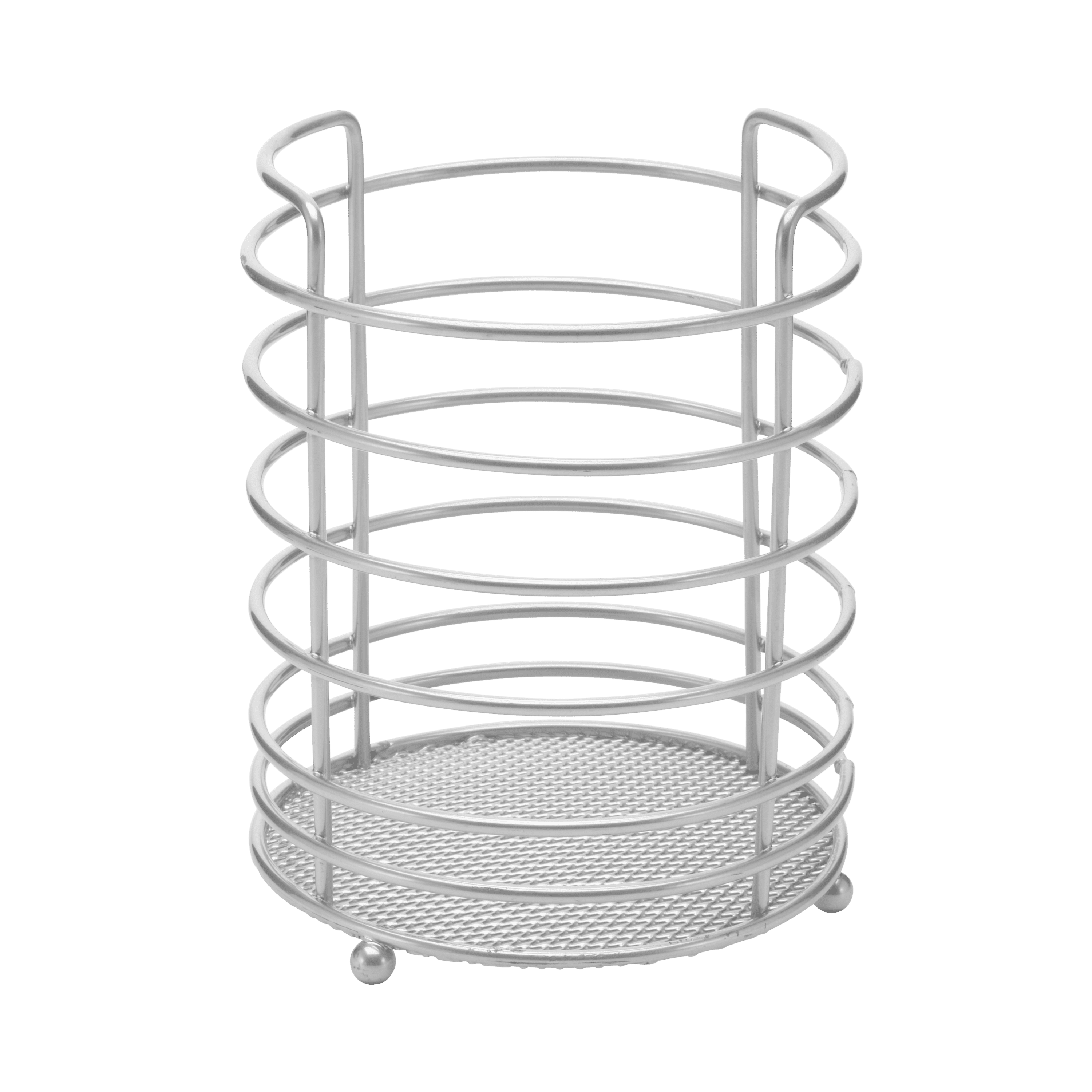YBM Home Round Utensil Drying Holder Basket Stainles Steel Chrome Finish