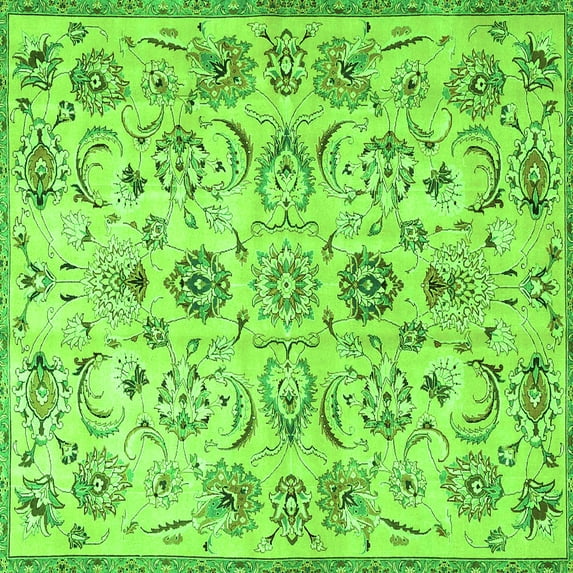 Ahgly Company Indoor Square Persian Green Traditional Area Rugs, 3' Square