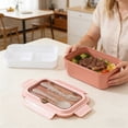 thumbnail image 6 of Portable Bento Box Double Layer Sealed Lunchware Fork Spoon Set Microwave Reliable Meal Prep Container for Office Outdoors Travel, KTFgvq, 6 of 6