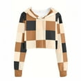 thumbnail image 4 of DxhmoneyHX Hoodies for Girls Fall Fashion Long Sleeve Plaid Shirts Fall&nbsp;Winter&nbsp;Lightweight Hooded Pullover Sweatshirts Going Out Crop Tops Size 5 Years, 4 of 5