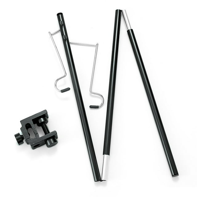 Juego de soporte ajustable Toystoory linterna plegable de aleación de aluminio para poste de lámpara camping Negro