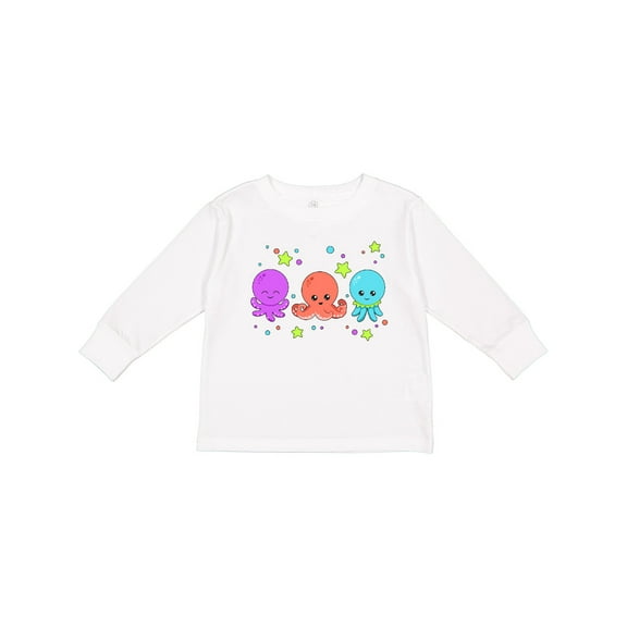 Inktastic Octopus Trio Cute Ocean Friends Boys or Girls Long Sleeve Toddler T-Shirt