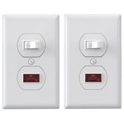ELEGRP 15 Amp Single Pole Combination Toggle Switch with Pilot Light, Wall Plate Included,White (2-pack)