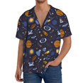 thumbnail image 7 of Lsque Galaxy print Men's Cuban Collar Short Sleeve Shirt Summer Beachwear Casual Button Down Fashionable Vacation Leisure Shirt-XX-Large, 7 of 7