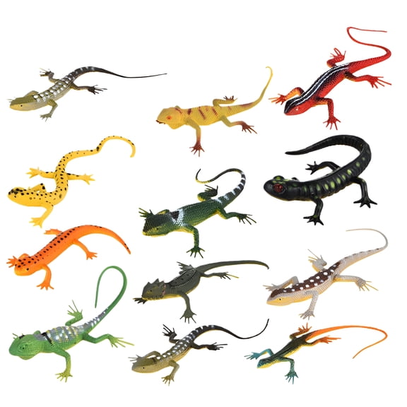 BESTSKY 12Pcs Realistic Rubber Lizards Toys Animal Figures Artificial Model Reptile Lizard for Party Favors Decoration, Gag Toys, Prank and Prop, Classroom Prizes