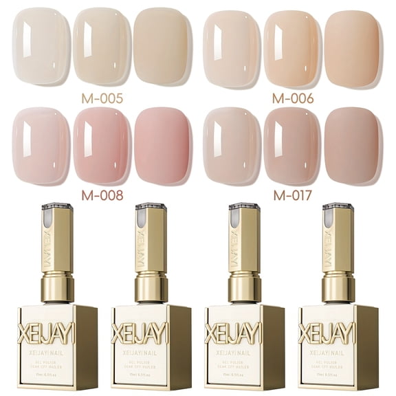 XEIJAYI 15ml 4Colors SetNail Gel Polish  - Bright Nail Art With Alcohol-Free/LED Soak-Off Gel For Salon & DIY, Japanese-Korean Style Nail Designs, Nail Care, DIY Nail Design,