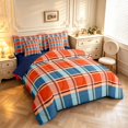 thumbnail image 2 of Manfei Checkered Art 7-Piece King Bedding,Geometric Plaid King Bed in a Bag,Orange Blue Black,Navy Blue Reversible, 2 of 7