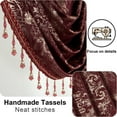thumbnail image 4 of VOGOL Modern Waterfall Valance for Bedroom, Red Textured Stripe Print Velvet Curtain with Beaded Tassels, Rod Pocket Design, 43x39 Inches, 1 Piece, 4 of 7