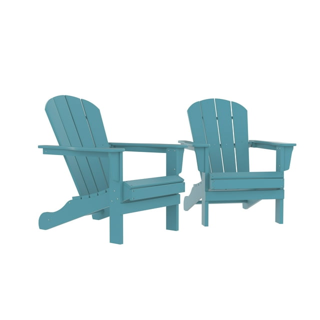 Adirondack Chair, Fire Pit Chairs, Sand Chair, Patio Outdoor Chairs, Dpe Plastic Resin Deck Chair, Lawn Chairs, Adult Size, Weather Resistant For Patio/ Backyard/Garden, Blue, Set Of 2