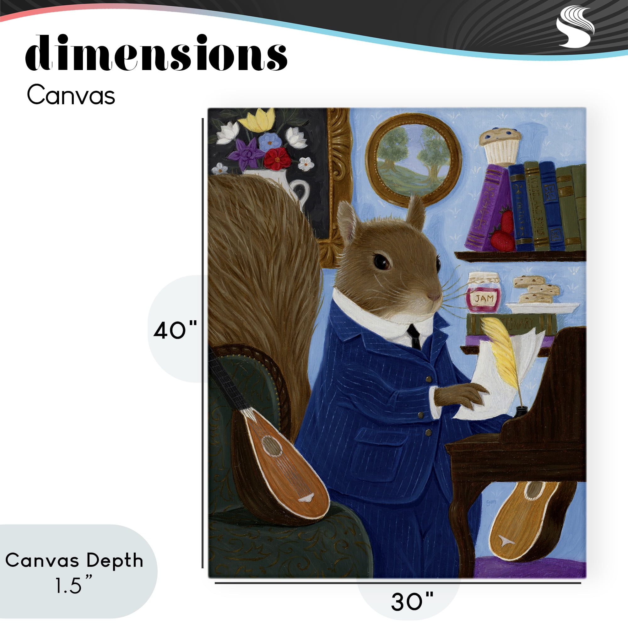 Stupell Industries Gentleman Squirrel Composing Canvas Wall Art, design by Gina Matarazzo