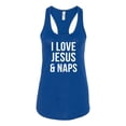thumbnail image 2 of Wild Bobby, I Love Jesus & Naps Inspirational/Christian Women Racerback Tank Top, Royal, Medium, 2 of 6
