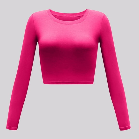 SNKSDGM Women's Plus Casual Easter Shirts Graphic Tees for Women Trendy Green Women's Slim Round Neck Solid Color Long Sleeve Short Top Women's Tops 3/4 Sleeve