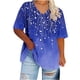 thumbnail image 4 of Camisetas Casuales de las Mujeres Más Tamaño V-Cuello Impresión Manga Corta Color Sólido Base de Verano Superior, Ligero para Diario, 4 of 9