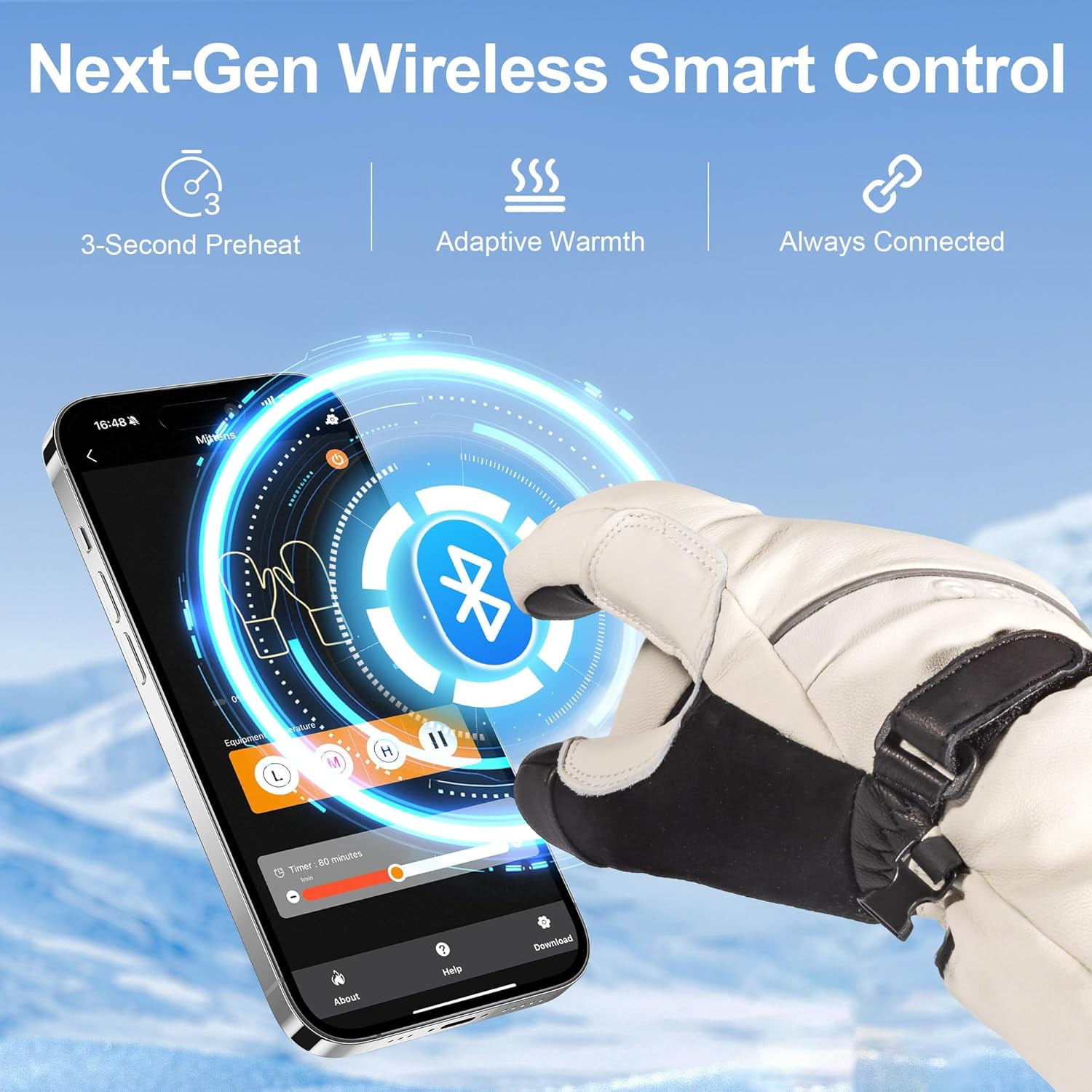 SAVIOR HEAT Heated Gloves for Men Women, EH 8 Pro Electric Leather Ski Gloves for Extreme Cold -5℉, Aero-Grade Aerogel 3M Insulation, 3000mAh Rechargeable Battery Waterproof for Skiers