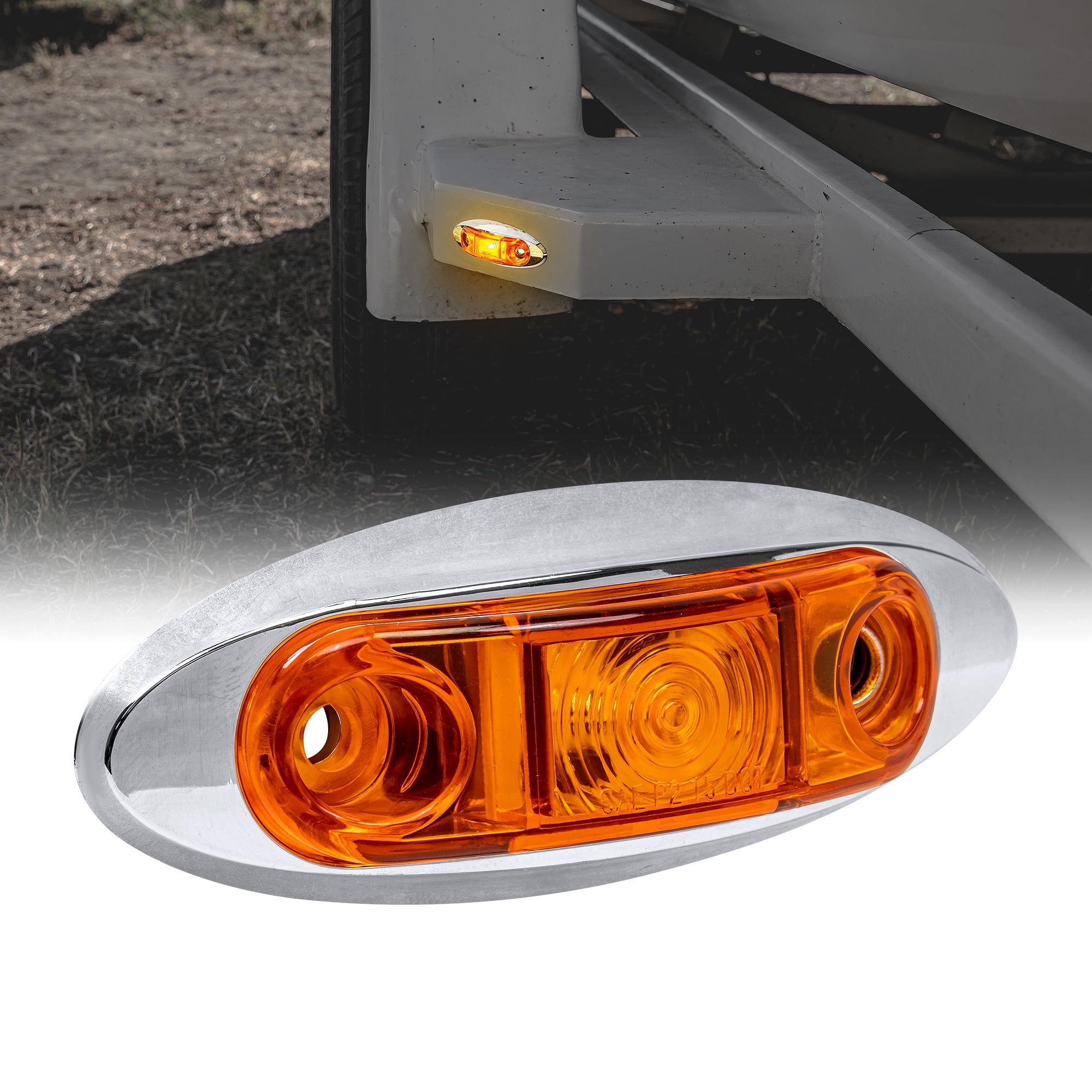 Details about  / 2pcs 24 LED White Truck Trailer Side Marker Clearance Light With Chrome Base 12V