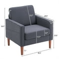 thumbnail image 4 of Accent Arm Chair, Modern Linen Upholstered Accent Sofa with Arms and Curved High Back Comfy Armchair with Solid Wood Leg Single Sofa Chair Accent Chair for Living Room, Dark Grey, 4 of 7