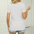 thumbnail image 4 of HAPIMO Womens Dressy V Neck Tops Casual Slim Short Sleeve Cut Out T Shirts Knitted Sweaters Ribbed White L, 4 of 5