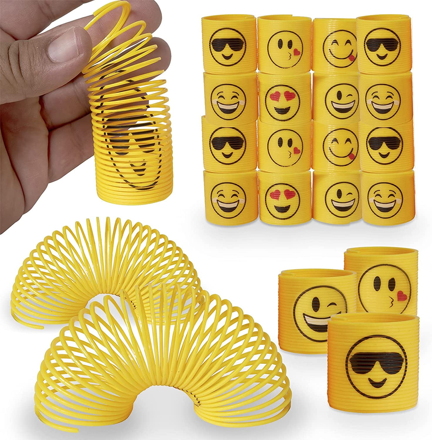 Kicko Emoji Coil Spring Set of 24 1.4” Slinky Emoticon Faces for