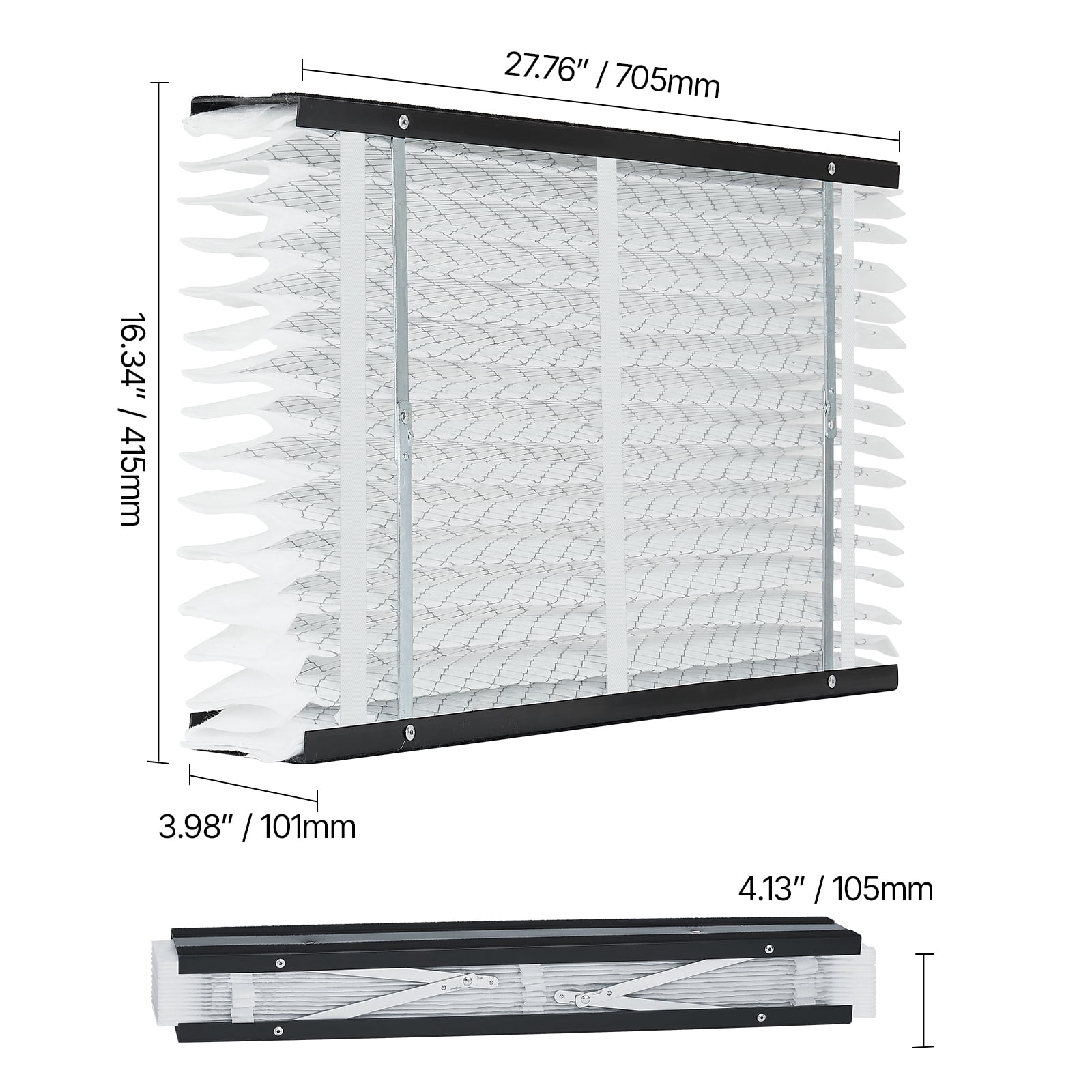 VEVOR 16 x 28 x 4 Furnace Filter, MERV 11 HVAC Ac Filters,12-Month Electrostatic Pleated Air Conditioner Filters, 2-Pack (Actual Size: 16.34 x 27.76 x 3.98 Inch) for Capturing Dust, Smog, Pet Dander