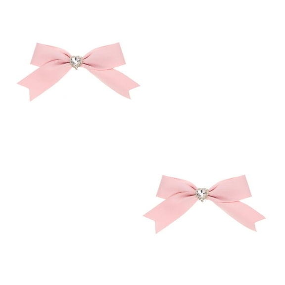 Hemoton 2pcs Spring Hair Clips Crystal Leather Bowknot Hair Barrettes Hair for Women and Girls (Pink)
