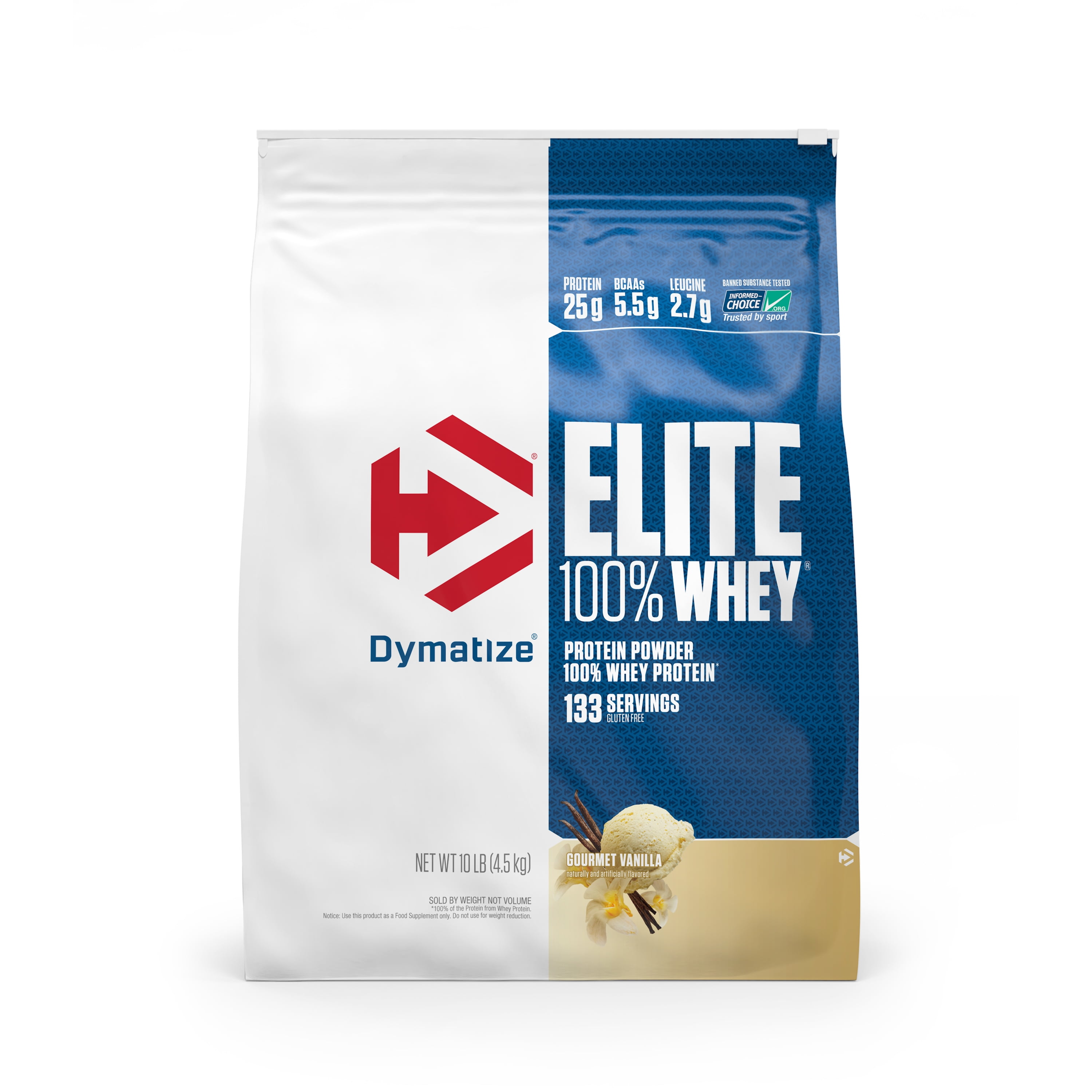 Dymatize Elite 100 Whey Protein Powder, Gourmet Vanilla, 25g Protein
