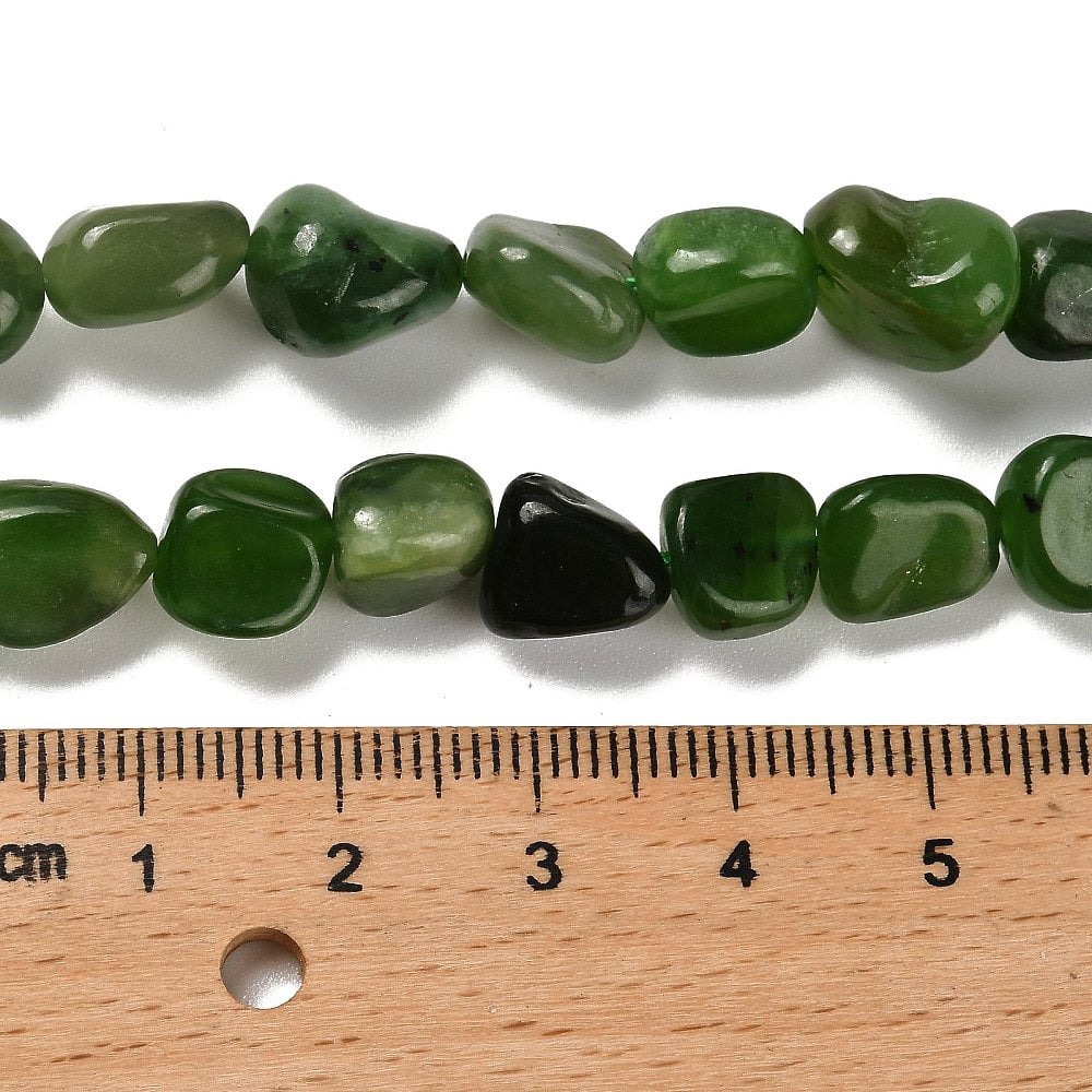 Dyed Natural White Jade Beads Strands Tumbled Stone Green 7~13x4.5~10x4.5~10mm Hole: 1.2mm 44~46pcs/strand 15.08''~16.14''(38.3~41cm)