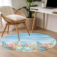 thumbnail image 4 of Summer Nautical Round Area Rug 3Ft Washable Small Circle Rugs for Kitchen Entryway, Coastal Beach Starfish Coral Shell Blue Non-Slip Carpet Floor Mats Indoor Outdoor Carpet Runner Home Decor, 4 of 8
