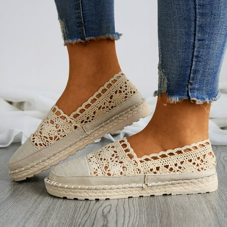 

PhoneSoap Women Casual Shoes Casual Slip On Sneakers Soft Sole Flat Hollow Breathable Mesh Fashion Casual Slip On Sneakers Soft Sole Sneakers Beige