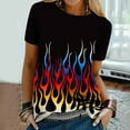 thumbnail image 5 of Plus Size Tops for Women Viikei 2025 Summer Womens Tops Under $5 Women's Crewneck Short Sleeves Flame Printed Pattern Casual Tops Blouse Print Shirt, 5 of 9