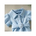 thumbnail image 5 of Qmyliery Baby Solid Color Turn-Down Collar Fly Sleeve Bodysuit with Waist Belt for Summer, 5 of 9