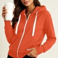 thumbnail image 2 of Zysthvn Casual Womens Full Zip Hoodie Fleece Winter Drawstring Women Sweatshirts Solid Warm Lightweight with Pockets Long Sleeve Tops, 2 of 6