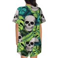 thumbnail image 6 of Cauagu Skull and Palm Leaves for Women's Round Neck Pajama Set,Short-Sleeved Pajamas Soft Sleepwear Set Summer Pajamas Set Lounge Sets 2-Piece Pj-4X-Large, 6 of 6