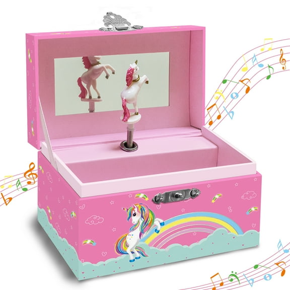 Musical Unicorn Jewelry Box - Handcrafted Gift for Women, Mother or Wife, Women Jewelry Box with Spinning Unicorn Birthday Easter Christmas, 5.5 x 3.5x 3.5 in