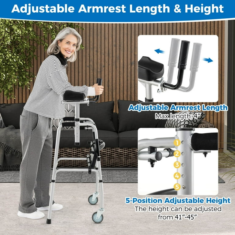 Costway Versatile Rolling Walker All Terrain Stand-Assist