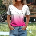 thumbnail image 2 of SWSTBBY Summer Tops for Women,Womens Tops,Women's Short Sleeved Shirt With Checkered Printed Button Casual T-shirt Top, 2 of 5