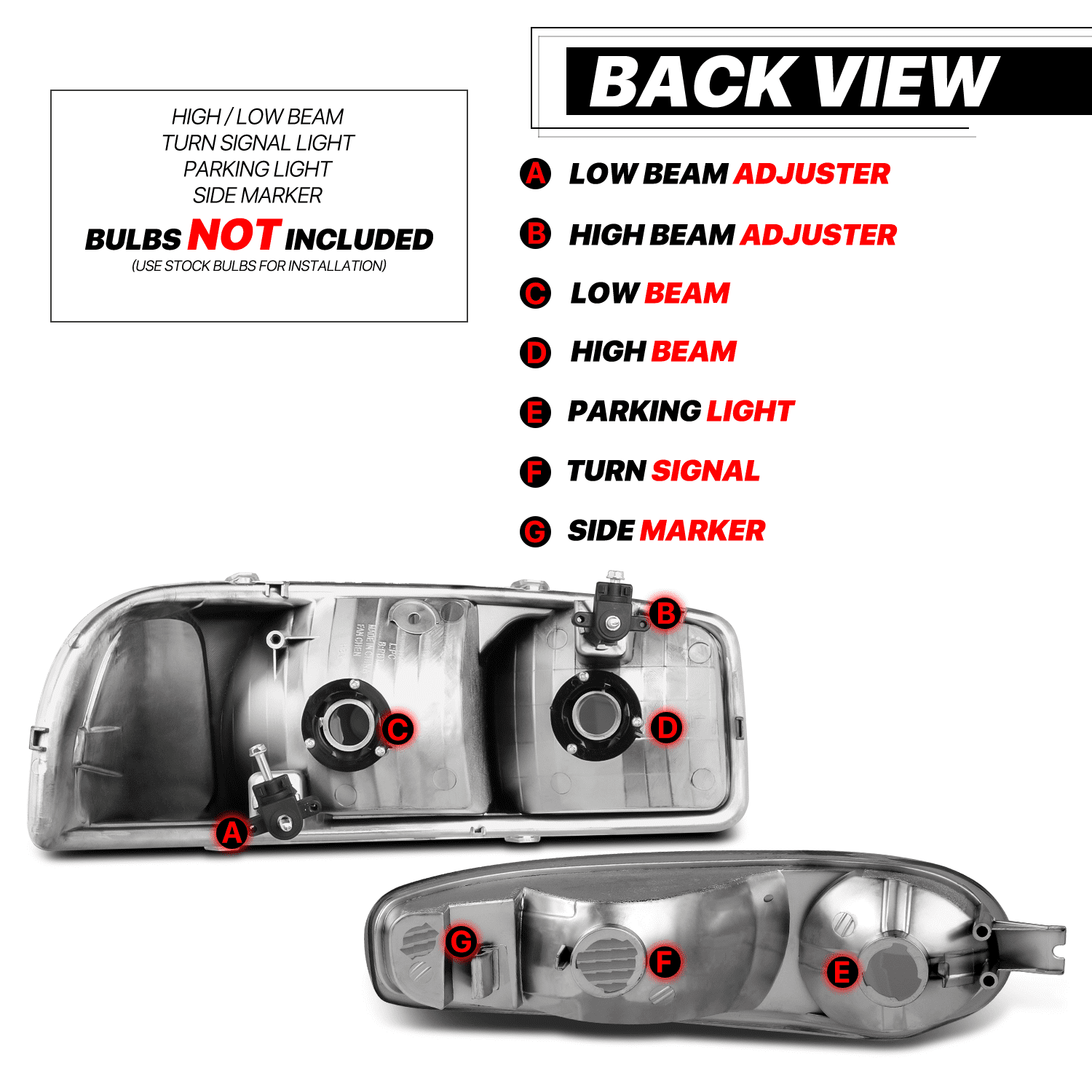 M-AUTO Headlights Assembly for 2001-2007 GMC Sierra, 01-06 GMC Yukon Denali, Yukon XL 1500 Denali Pickup