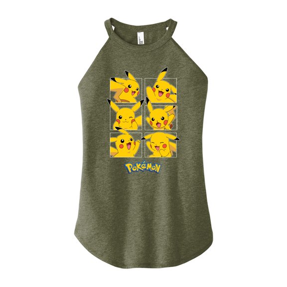 Pokémon - Pikachu Grid - Juniors High Neck Tank Top