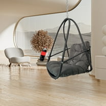 Swing Egg Chair with Stand Indoor Outdoor Wicker Rattan Patio Basket Hanging Chair with C Type bracket ,