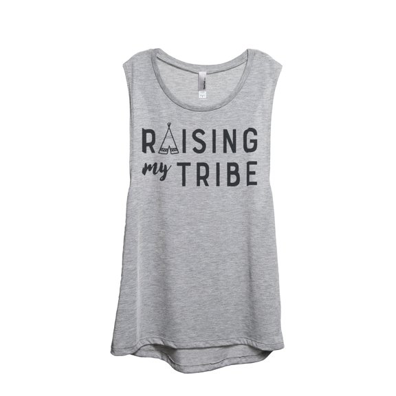 Thread Tank Raising My Tribe Women's Sleeveless Muscle Tank Top Sport Grey Small